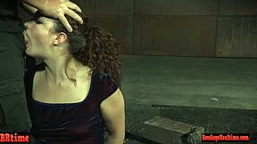 bound dickloving sub gets sloppy throatfucked in rough bdsm threesome