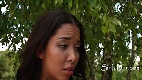 damn, sexy mixed asian babe lia lin banged hard outdoors