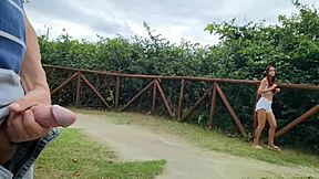 Risky Street Handjob with Stunning Redhead Teen Caught Masturbating