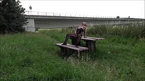 caught fingering in public, a passerby fucks me bareback.