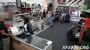 sex in shop is happening with ball licking slut blowjob cock sucking rough fucking