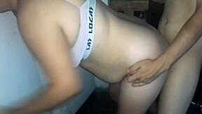 real couple enjoys intimate doggystyle standing up