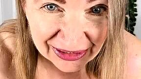 stepmom seduces stepson with striptease blowjob cumshot on huge boobs