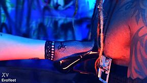 Lesbian Heel Play and Foot Domination with Spitting, Gagging, Choking, and Deepthroat on Natural Tits