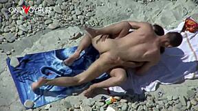 Beach Voyeur Catches Busty Cougar Riding Hard for Cum Load