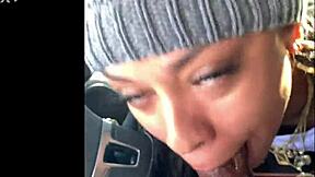 Ebony Snowboarder Gags On Big Black Cock In The Car, Swallowing Every Drop!