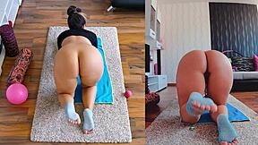Dual Cam Uncensored Naked Yoga Workout with Ass Spreading