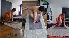 Triple Cam View Captures My Naked Workout in Raw Detail. Watch Every Move Up Close for Maximum Thrill