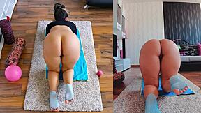 Dual Cam Uncensored Naked Yoga Workout with Ass Spreading