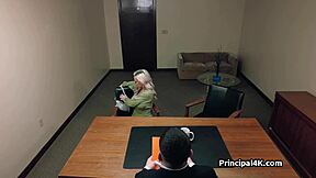 housewife in the principal's office with hidden cam