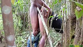 Fucking Hard in the Bush with Black Fat Pussy