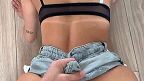 Is Ruthlee teasing her stepbrother with her big tits before fucking him in POV?