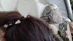 milf milks cock subtly at pool resort