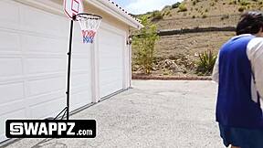 stepmoms beat stepsons in basketball then dominate them