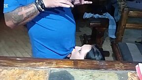 Beautiful cute girl with big tits sucks cock