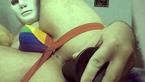 Bear cub fucks himself with fat black dildo