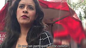 Latina Brunette Milf in Kiss Contest with Big Ass