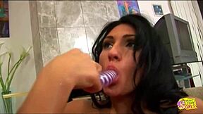 Steaming Hot Brunettes Share Dildo And Cum Hard