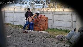 Latina Teen Slams Her Tight Pussy on Mexican Boss Outdoors in Security Cam Footage.