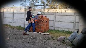 Latina Teen Slams Her Tight Pussy on Mexican Boss Outdoors in Security Cam Footage.