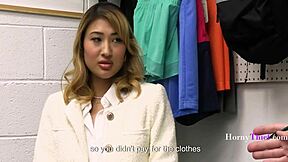 Rich girl Mina Luxx gets punished by horny thief in the shop!