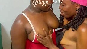 Slutty lesbian friend kisses and gets wild with tattooed ass