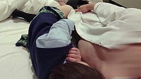 schoolgirl in uniform rides me till creampie fills her up