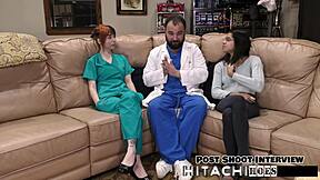 와, 신입생 디트리아 로즈가 피어싱 젖꼭지로 격렬 히타치 오르가즘!