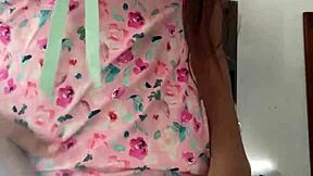 spy camera catches innocent curvy teen in pajamas at college dorm, totally unaware