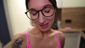 Housemaid takes a hard ass pounding before getting a messy facial in close-up.