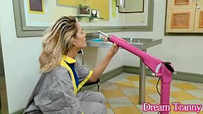 Latina shemale Bella Atrix rides her machine solo