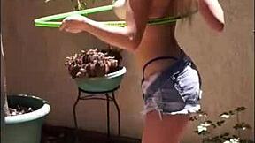 Liz ashley strips and bounces in first shoot