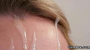 Young slut faces cum shot over loaded with cream