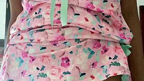 spy camera catches innocent curvy teen in pajamas at college dorm, totally unaware