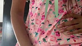 spy camera catches innocent curvy teen in pajamas at college dorm, totally unaware