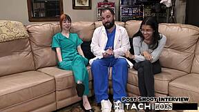 와, 신입생 디트리아 로즈가 피어싱 젖꼭지로 격렬 히타치 오르가즘!