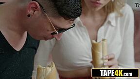 Ugly Nerd Enjoys Intense Rimjob from Stunning Russian Teen Co-Ed