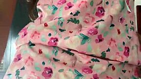 spy camera catches innocent curvy teen in pajamas at college dorm, totally unaware