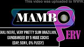 Khali Noire Slim Brazilian Slut Gangbanged by 5 Huge Cocks with Dirty Talk