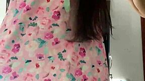 spy camera catches innocent curvy teen in pajamas at college dorm, totally unaware