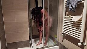 Big Breasted Milf Shaves Her Hairy Pussy In The Shower