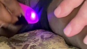 hey man, watch this sexy black model vibe her shaved pussy