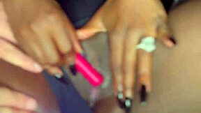 hey man, watch this sexy black model vibe her shaved pussy