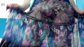 Chubby Hairy Mature Woman in Transparent Dress Exposes Her Beaver in Public Outdoor Setting