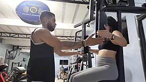 Personal trainer gives private lesson at home