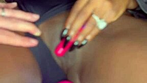 hey man, watch this sexy black model vibe her shaved pussy