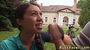 Euro Beauty Gets Assfucked Outdoors After Cycling