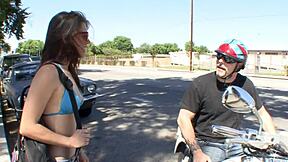 19-Year-Old Brunette Neighbor Pounds Her in Pantyhose