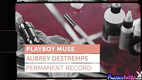 Blonde teen aubrey destremps strips and shows tits