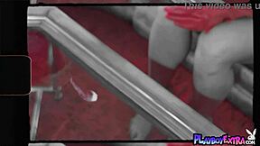 Blonde teen aubrey destremps strips and shows tits